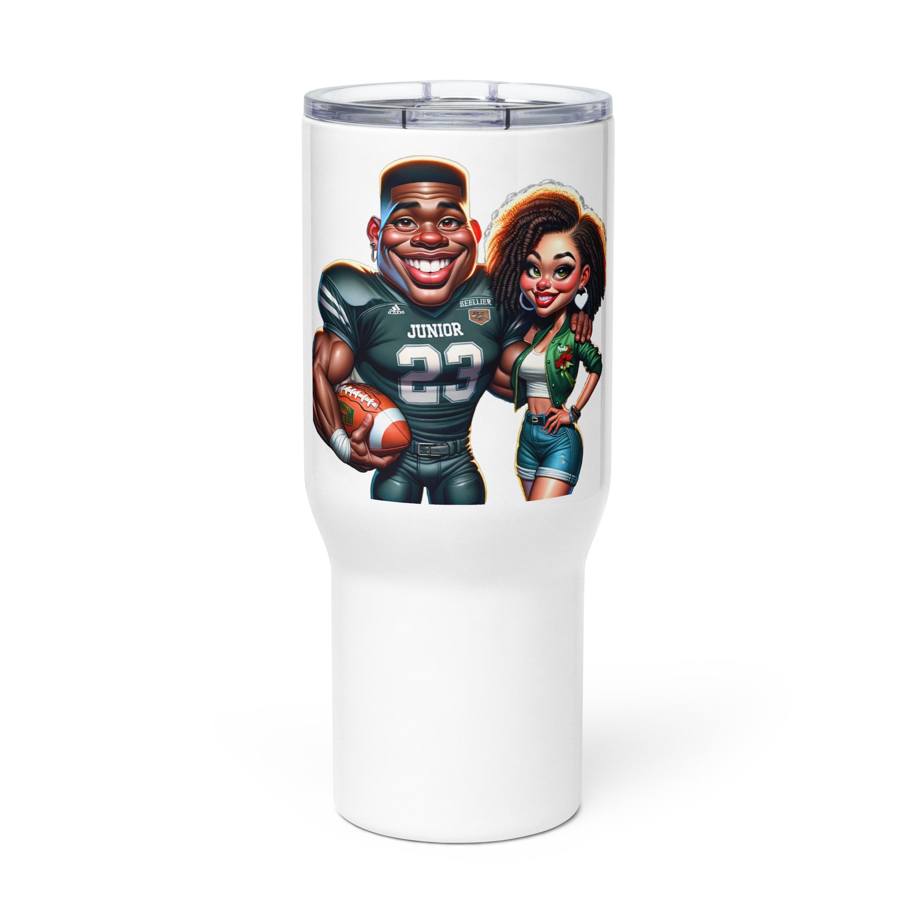 Football Travel mug with a handle